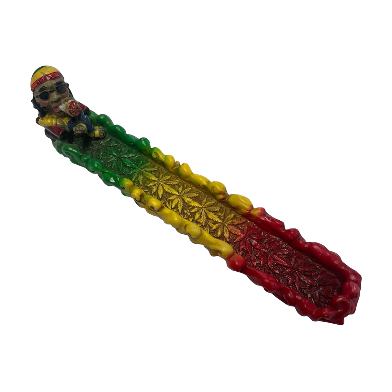 Incense Holder / Jamaican Leaf Poly Resin 10.5in***